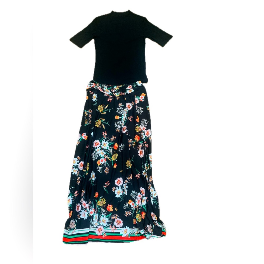 Maxi Skirt Black Floral